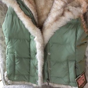 Juicy Couture Down Faux Fur Lined Puffer Vest ~Reversable Y2K